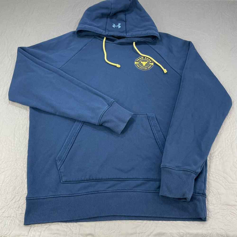 Under Armour Hoodie Sweatshirt Project Rock Mens Large Blue Terry Pullover Loose